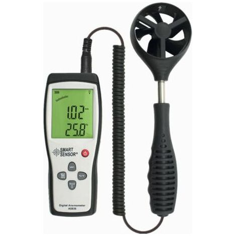 Anemómetro de estructura separada, anemómetro portátil con pantalla digital de temperatura del viento de la turbina, kit de anemoscopio industrial de alta precisión AS836 (1/5)