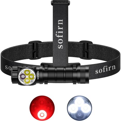 HS43 3200LM Lampe Frontale avec Lumière Rouge, Floodlight, LED Rechargeable IPX6 TYPE-C pour Camping, Randonnée, Pêche, Travail, Sport (1/5)