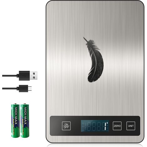 Wiederaufladbare digitale Küchenwaage (15 kg) – hochpräzise 1 g/0,1 oz, USB-C-Lebensmittelwaage mit Batterie im Lieferumfang und professioneller, langlebiger Funktion