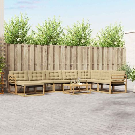 vidaXL Outdoor-Sofagarnitur 9 pcs Weiß und Beige Massivholz Akazie (1/5)