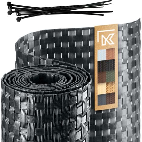 Kadax – Ruban de clôture en technorattan anthracite 19 cm x 2,55 m – Résistant aux UV – Protection contre le vent et les regards indiscrets
