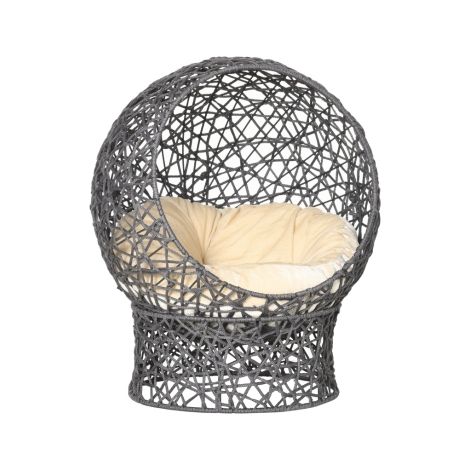Panier pour chat, niche pour chat avec coussin, ensemble de 2 pièces, 50 cm x 50 cm x 60 cm, anthracite