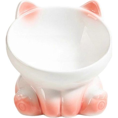 Gamelle pour chat en céramique dégradée, gamelle pour manger et boire, accessoires pour animaux, gamelle pour chien, gamelle pour chat avec ouverture inclinée rose (1/5)