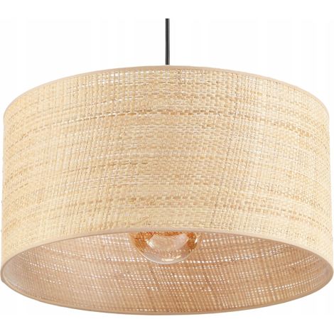 Deckenlampe, Rattan-Lampenschirm, 40 cm, Rattan, Boho-Politur, E27