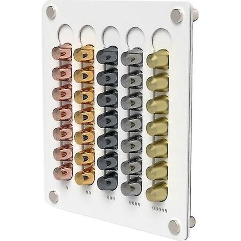 Présentoir mural transparent en acrylique blanc pour capsules de café (1/4)