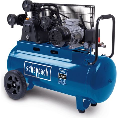Kompressor HC550TC 230V Scheppach - 10bar 100L 3PS 550L/min Ansaugleistung Fahrvorrichtung