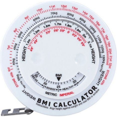 Ruban à Mesurer IMC avec Calculatrice Automatique, Rétractable et Portable pour Tour de Taille - Blanc (1/5)