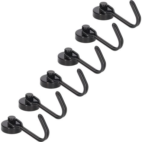 6 kleine, stabile, drehbare Magnethaken, Schlüsselhalter, Aufbewahrungsregal, 0–5 kg, Schwarz (1/5)