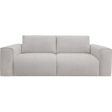 Canapé 3 places convertible express en tissu texturé beige - Couchage 140 cm - Matelas 13 cm mémoire de forme POGLO (1/4)