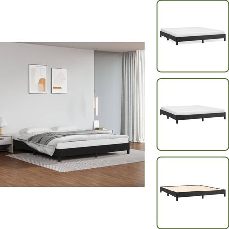 Cadre de lit sans matelas noir 160x200 cm similicuir - Cadre De Lit - Lit Double - Similicuir - Lit Noir - Meuble Chambre (1/5)