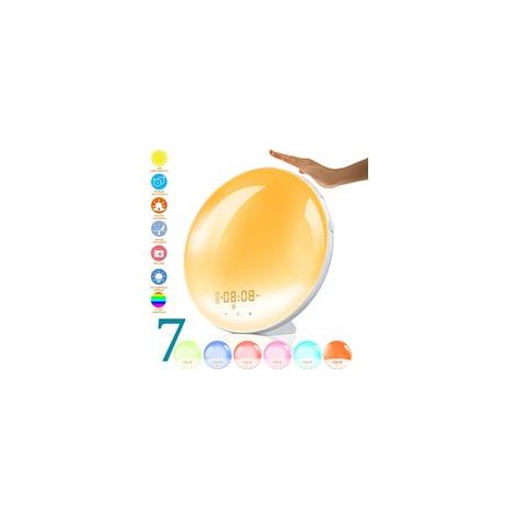 Sveglia con luce LED, lampada da comodino con luce diurna, radio FM, regalo per bambini e adulti - Crezuo