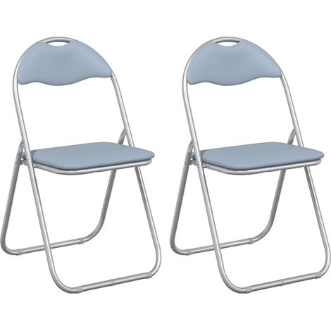 Folding Chair 2 pcs Grey 48 x 43.5 x 81 cm Faux Leather vidaXL
