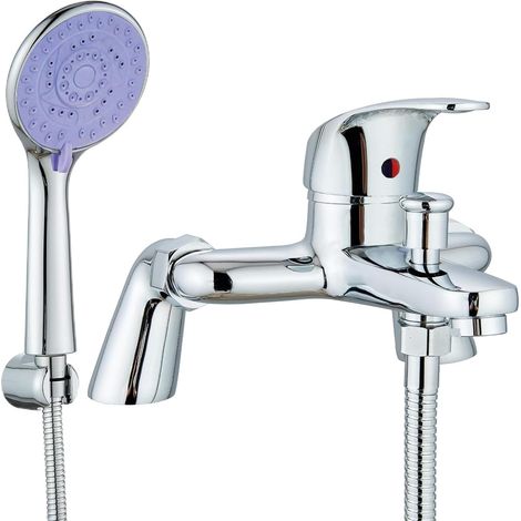 Robinet mitigeur de baignoire avec fixation de douche moderne à levier unique avec tuyau de douche de 1,5 m (1/5)