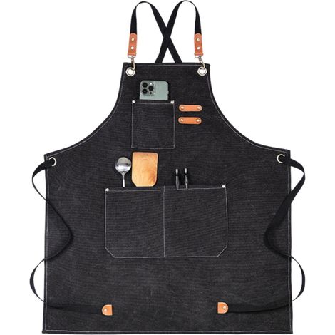 Tablier En Coton Enduit Anti-Huile - Couverture Intégrale 66 X 76 Cm - Pour Cuisine Café Jardinage Atelier - Unisexe - 1 Pièce (1/4)