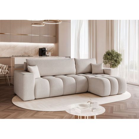 Ecksofa Schlafsofa Sofa ANABEL in Stoff Centaur Hellgrau Ottomane Rechts (1/5)