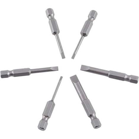 Lot de 6 embouts de tournevis plats en alliage S2 de 50 mm, pointe magnétique plate, tige hexagonale 1/4", tailles 2,0 à 6,0 mm (1/4)