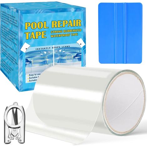Kit Reparation Piscine, Kit Réparation Liner Piscine Transparent, Ruban Adhésif Réparation Piscine, Ruban de Réparation de Piscine Sous-marine pour Réparer Diverses Surfaces de Piscine (10cm152cm) (1/5)