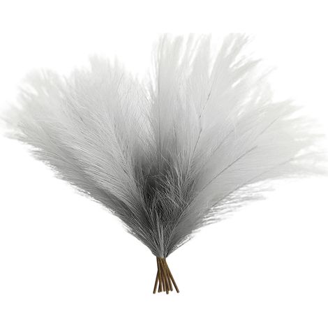 8 Pièces Herbe de Pampa Artificielle Décorative, Remplissage de Vase Moderne Gris Dégradé pour Salon Bureau et Fêtes (1/5)