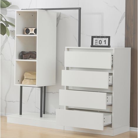 Armadio contenitore 140 x 40 x 135 cm bianco e nero, guardaroba e cassetti, metallo MEUBLIV (1/5)