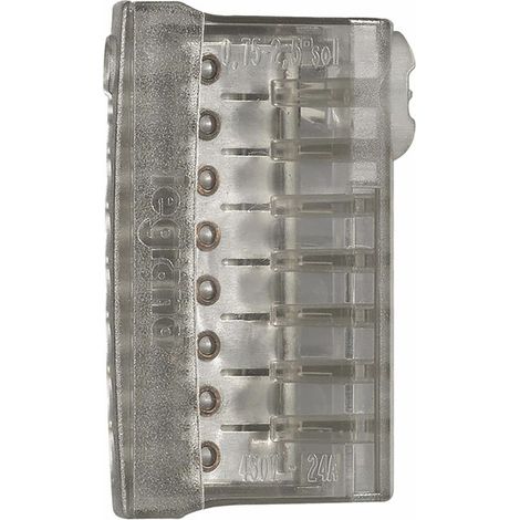 Barrette de connexion NYLBLOC auto pour fils rigides - bornes grises pour 8 fils (X 3) - DIFF
