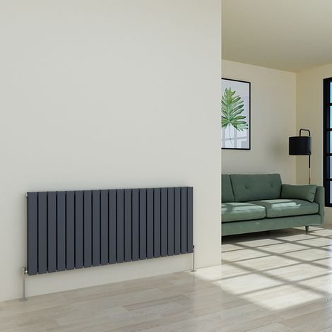 Warmehaus Flat Radiator Anthracite Horizontal Double 600x1428mm (1/5)
