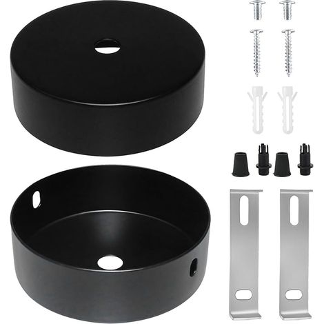 Cache Fil pour Lustre Lot de 2 Baldaquin de Plafond Noir 100 X 24mm Rosace Plafond Cache Fil, Lampe à Baldaquin, pour Salon, Couloir, Lustre de Cuisine [Classe énergétique G] (1/5)