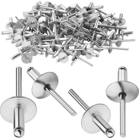 150 Rivets Aveugles Aluminium 13x5mm Tete Large Argente Fixation Solide (1/5)