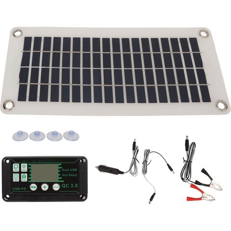 30W Panneau Solaire Portable 12V 24V Contrôleur Étanche Silicium Polycristallin Kit Solaire pour Camping Caravane Abri (1/5)