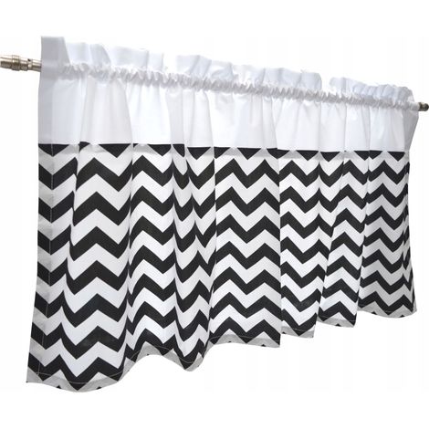 Tenda da cucina ZAZDROSTKA con motivo a zigzag nero, 100x60