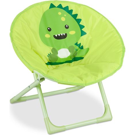 Relaxdays Moonchair Kinder, Monster, faltbar, HxBxT: 47 x 50 x 48 cm, Kinderstuhl draußen & drinnen, Kindersessel, grün