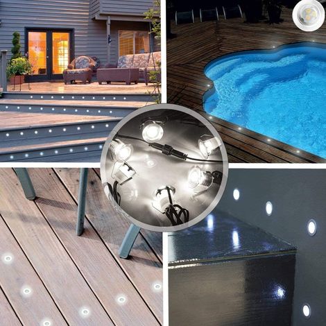 Spot encastrable mur et plafond 6pcs Spots LED Encastrable Extérieur, Etanche IP67, Spots à Encastrer pour Terrasse Bois Plafond, Kit Mini Lampe pour Chemin [Classe énergétique A+]
