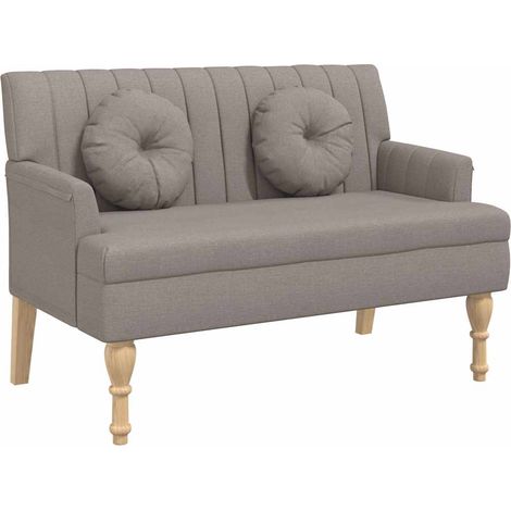 vidaXL Banco con cojines tela gris taupe 113x64,5x75,5 cm (1/2)