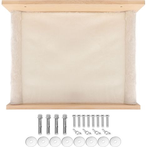 Hamac pour chat - Accessoire chat - Grand espace - Confortable - Fixation murale - Lit en peluche lavable - Cadre en bois pour armoires (1/5)