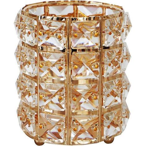 Organisateur pour pinceaux de maquillage en cristal, porte-stylos cosmétique, doré (1/5)