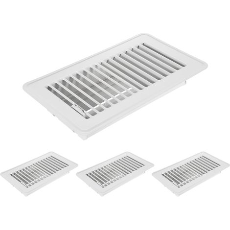 4x8 Pouces Grilles De Sol, 4 Pcs Bouches D'Aération Métalliques Résistantes Grilles De Sol Marchables Levier D'Alimentation En Air Réglable Facilement Pour Grilles De Mur Blanc (1/5)