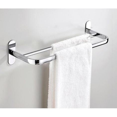 Barre à serviettes double. 40 SUS304 sans poinçon. barre à serviettes murale pour salle de bain. barre à serviettes murale à 2 barres en acier inoxydable poli. barre à serviettes de salle de bain (1/5)