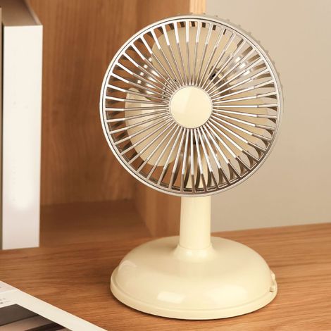 Ventilateur de bureau minimaliste rechargeable par USB, mini ventilateur portable, style rétro, jaune clair (1/5)