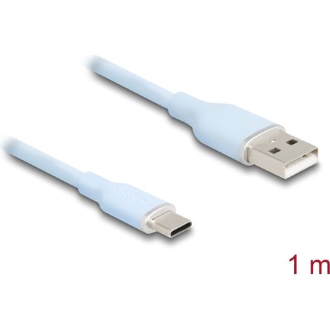 Delock Cable USB 2.0 USB Tipo-A macho a USB Type-Câ¢ macho 1 m azul Silicona