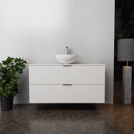 Inda - Mobile bagno L.120 con lavabo in appoggio / Bianco opaco 2