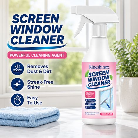 Kineshinex Fenstergitterreiniger-Spray entfernt Flecken und Staub, ohne Wasserflecken zu hinterlassen die Fenstergitter müssen nicht abgenommen werden. (1/5)