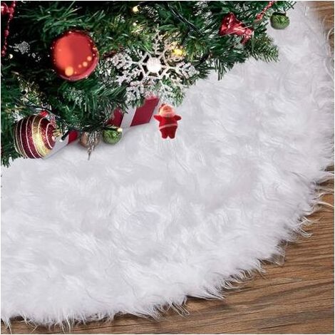 Jupe de Sapin de Noël, Tapis Sapin Noël, Blanc Peluche Neige Décorations d'arbre de Noël, Tapis en Fausse Fourrure, Décoration Noël Sapin, Tapis Vacances Couvre Pied Sapin Noel (Blanc 78cm) (1/5)