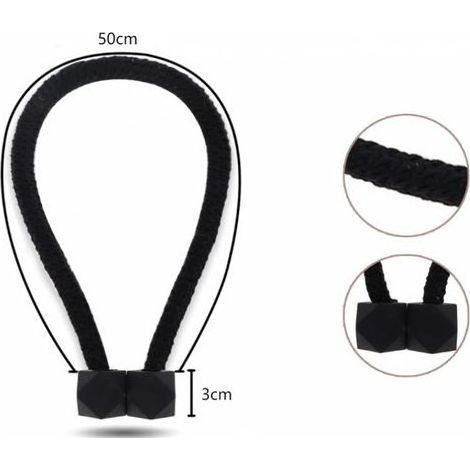 Lot de 2 embrasses de rideaux magnétiques noires, accessoires décoratifs de style moderne pour la maison, la chambre et la salle à manger. (1/4)