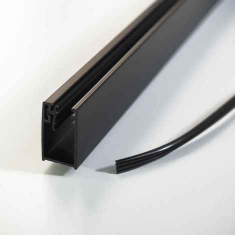 Wandanschlussprofil aus Aluminium für Dusche Glaswand 6 - 8 mm schwarz matt Länge 195cm