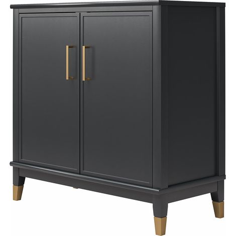 Westerleigh Armoire avec 2 portes en effet bois noir (1/5)