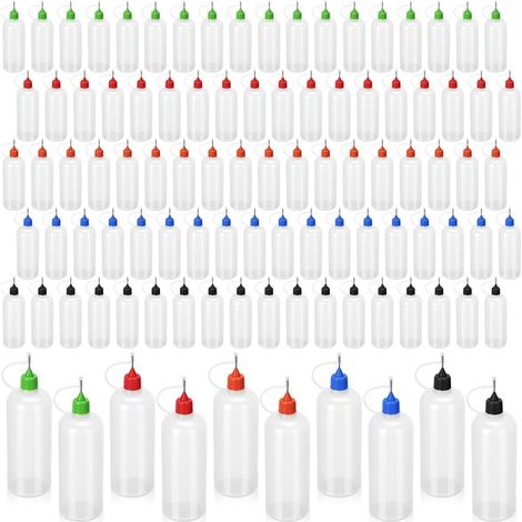 Bouteille à Presser Rechargeable 100 Pièces 120 ML/4 Oz Bouteille en Plastique avec Embout pour Colle Singhoow Applicateur Goutteur C (1/5)