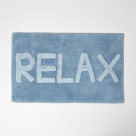 HOMESCAPES Relax Badematte blau 50 x 80 cm – Badvorleger aus 100% Baumwolle