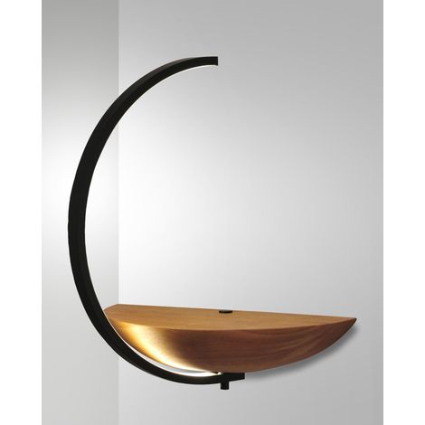 Applique LED intégrée Roseg 9,5 W, 3000 K, structure en métal noir et bois, variateur tactile, IP20 - Roseg