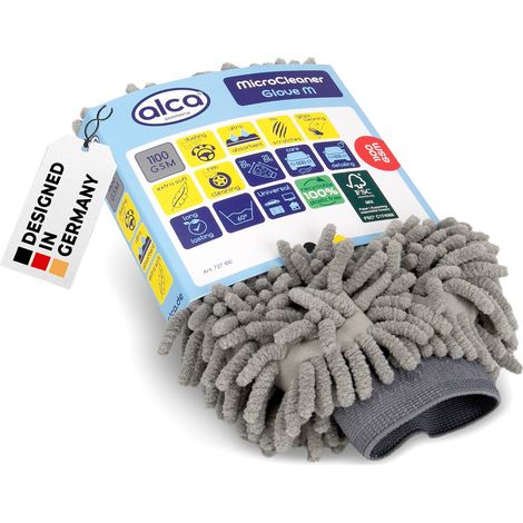 alca® Waschhandschuh Auto Chenille I 25x20 cm grau 1100 GSM I für Autowäsche Detailing I Mikrofaser I Felgen- Scheibenreinigung I Autowaschhandschuh (1/5)