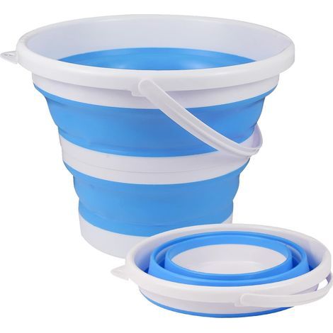 Collapsible silicone bucket for camping, travel, car washing and home use (blue) (3 liters) (1/5)