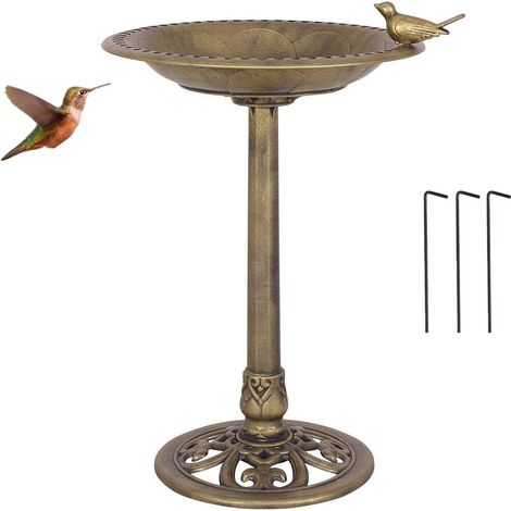 Abreuvoir Oiseaux Sur Pied - 1 Unité - Polypropylène - Style Antique - Jardin Balcon Terrasse - Diamètre 50cm Cuivre (1/5)